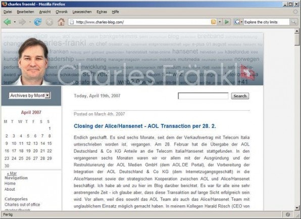 In seinem Weblog kommentiert der Geschäftsführer von AOL Deutschland aktuelle Wirtschaftsereignisse. In seinem Weblog kommentiert der Geschäftsführer von AOL Deutschland aktuelle Wirtschaftsereignisse.