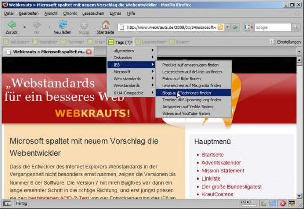 Operator erkennt das Mikroformate rel-tag und bietet diverse Möglichkeiten an, Tags weiterzuverarbeiten. Operator erkennt das Mikroformate rel-tag und bietet diverse Möglichkeiten an, Tags weiterzuverarbeiten.