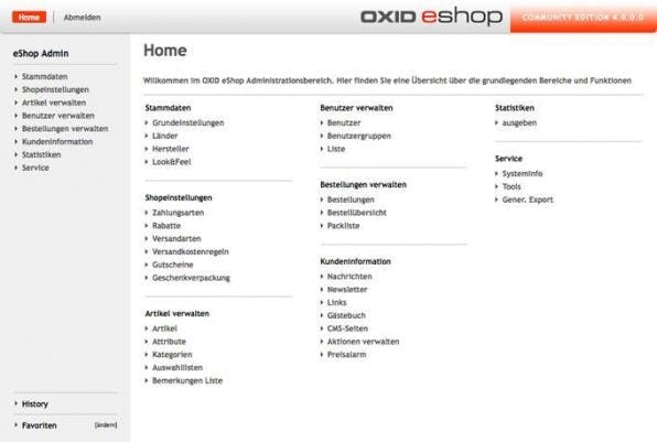 Die Administrationsoberfläche von Oxid eShop präsentiert sich aufgeräumt und ohne unnötigen Balast, wirkt aber auch etwas nüchtern. Die Administrationsoberfläche von Oxid eShop präsentiert sich aufgeräumt und ohne unnötigen Balast, wirkt aber auch etwas nüchtern.