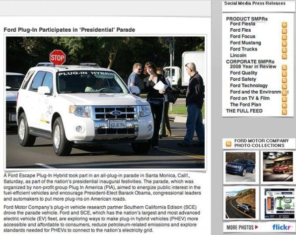 Ford wirkt schlechter PR über die Umweltschädlichkeit von Kraftfahrzeugen in seinem Social Media Newsroom entgegen. Ford wirkt schlechter PR über die Umweltschädlichkeit von Kraftfahrzeugen in seinem Social Media Newsroom entgegen.