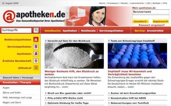 Die Startseite von apotheken.de rückt die umfangreiche Suche und den redaktionellen Content in den Mittelpunkt. Die Startseite von apotheken.de rückt die umfangreiche Suche und den redaktionellen Content in den Mittelpunkt.