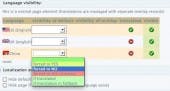Ansicht der Sprachsichtbarkeit, hier wird beispielsweise die chinesische Version der Seite auf nicht sichtbar gestellt. Ansicht der Sprachsichtbarkeit, hier wird beispielsweise die chinesische Version der Seite auf nicht sichtbar gestellt.