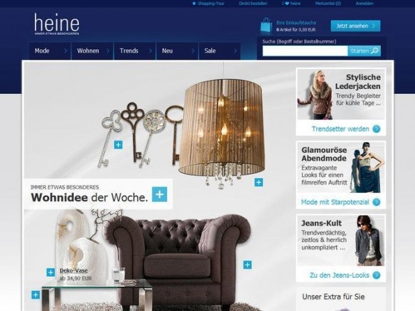 Heine bietet jedem Nutzer einen passenden Einstieg: klassische Navigation, prominente Suche und visuelle Teaser. Heine bietet jedem Nutzer einen passenden Einstieg: klassische Navigation, prominente Suche und visuelle Teaser.