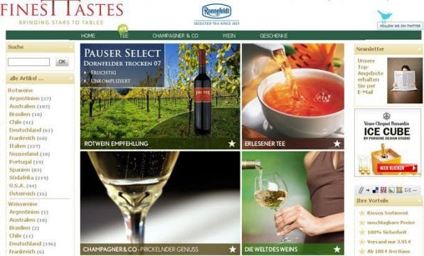 Beispiel für das „Master & Slave“-Konzept: Neben der Hauptseite vinexus.de betreibt die Vinexus Deutschland GmbH auch finesttastes.de und weitere Spezialshops. Beispiel für das „Master & Slave“-Konzept: Neben der Hauptseite vinexus.de betreibt die Vinexus Deutschland GmbH auch finesttastes.de und weitere Spezialshops.
