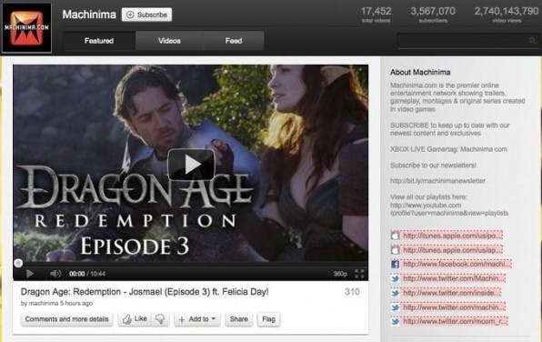 Unterhaltung und Information: Bei Machinima gibt es nicht nur Trailer zu Spielen, sondern auch Gameplay-Videos und exklusive Serien mit Videospielkontext zu sehen. Unterhaltung und Information: Bei Machinima gibt es nicht nur Trailer zu Spielen, sondern auch Gameplay-Videos und exklusive Serien mit Videospielkontext zu sehen.