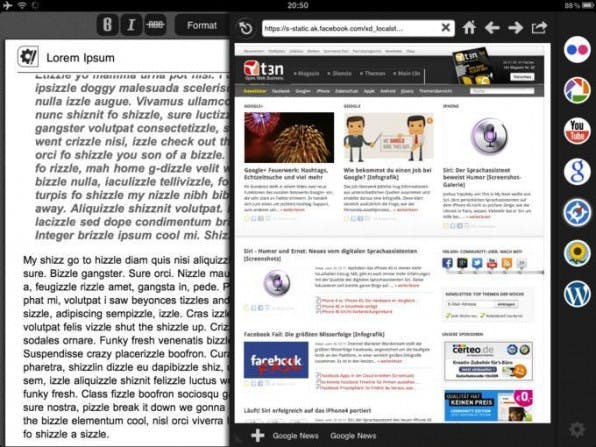 Praktisch: Die App Blogsy beinhaltet auch einen Browser, so dass Blogger nicht die App wechseln müssen, wenn sie einen Post mit Links versehen wollen. Praktisch: Die App Blogsy beinhaltet auch einen Browser, so dass Blogger nicht die App wechseln müssen, wenn sie einen Post mit Links versehen wollen.