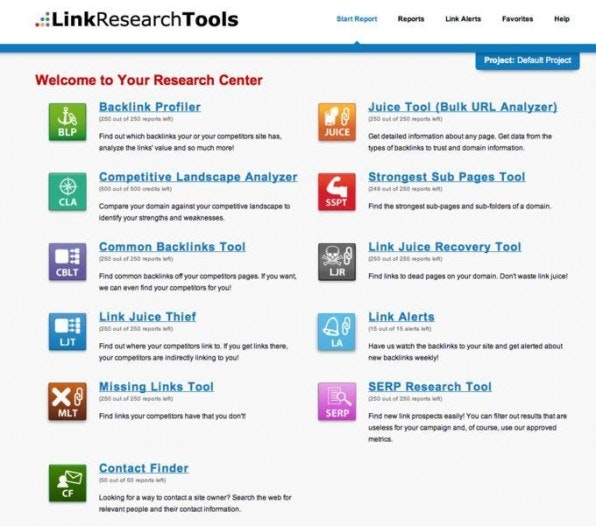 Die LinkResearchTools (www.linkresearchtools.com) ermöglichen es, die besten Unterseiten auf einer Domain zu recherchieren. Der Dienst bietet auch ein Monitoring an, um Sabotageaktionen von unliebsamen Mitbewerben zu entdecken. Die LinkResearchTools (www.linkresearchtools.com) ermöglichen es, die besten Unterseiten auf einer Domain zu recherchieren. Der Dienst bietet auch ein Monitoring an, um Sabotageaktionen von unliebsamen Mitbewerben zu entdecken.