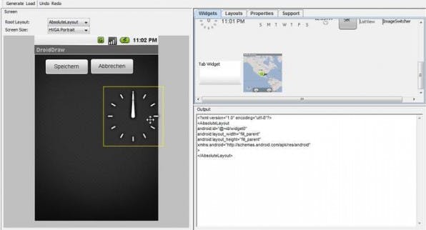 DroidDraw erlaubt es, grafische Android-Anwendungen im Browser zu gestalten und den passenden Java-Code im Anschluss herunterzuladen. DroidDraw erlaubt es, grafische Android-Anwendungen im Browser zu gestalten und den passenden Java-Code im Anschluss herunterzuladen.