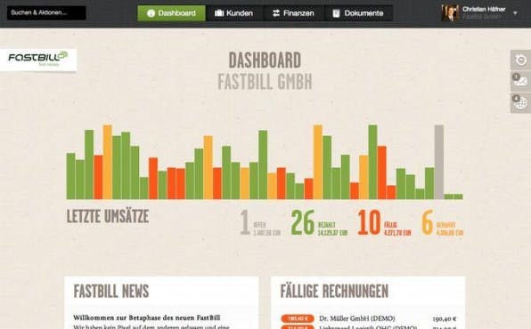 Die Zeiten, als Business-Lösungen langweilig und hässlich waren, sind vorbei. Moderne SaaS-Tools wie das Invoicing-Tool Fastbill glänzen mit ansprechenden Benutzeroberflächen und sind so leicht zu bedienen wie eine Consumer-App. Die Zeiten, als Business-Lösungen langweilig und hässlich waren, sind vorbei. Moderne SaaS-Tools wie das Invoicing-Tool Fastbill glänzen mit ansprechenden Benutzeroberflächen und sind so leicht zu bedienen wie eine Consumer-App.