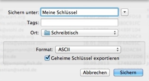 Sobald der PGP-Schlüssel erstellt ist, sollte man eine Sicherheitskopie erstellen und ausdrucken (Abbildung 2).