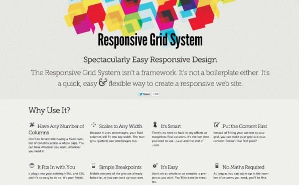 Ausdrücklich kein Framework: Das Responsive Grid System bietet ein responsives Grid mit bis zu zwölf Spalten. (Screenshot: responsivegridsystem.com)