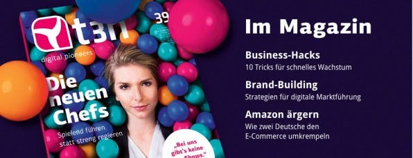 t3n 39 ist ab dem 25. Februar im Handel erhältlich. Schwerpunkt-Thema: „Die neuen Chefs – Spielend führen statt streng regieren.“ Im Rahmen des Schwerpunkts haben wir mit vielen Führungskräften gesprochen, die einen demokratischeren und zeitgemäßeren Führungsstil pflegen.