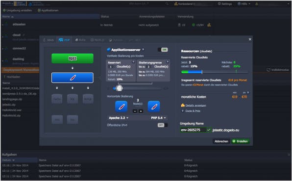 Die Jelastic PaaS-Lösung unterstützt zahlreiche Webserver, Programmiersprachen und Datenbanken. Die Wartung und den Betrieb der Entwicklungsumgebungen übernimmt beim PaaS-Modell der Service-Provider.