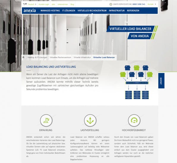 Load Balancing sorgt – wie hier beim Hoster Anexia – für ausgeglichene Leistungen beim Cluster-Hosting, was auch die Sicherheit erhöht.