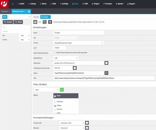 Plentymarkets ist ein mehrmandantenfähiges System und verfügt unter anderem über Faktura, ein Warehouse-Management, CRM und ein Produktinformationssystem. Erweiterungen, auch selbst entwickelte, können als Plugin angebunden werden. (Screenshot: Plentymarkets)