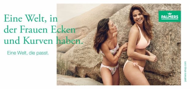 „Frauen mit Kurven“, aber bitte nur bis Kleidergröße L: Wäschehersteller Palmers zeigt, wie es nicht geht. (Screenshot: Palmers)