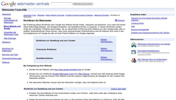 google-webmaster-richtlinien
