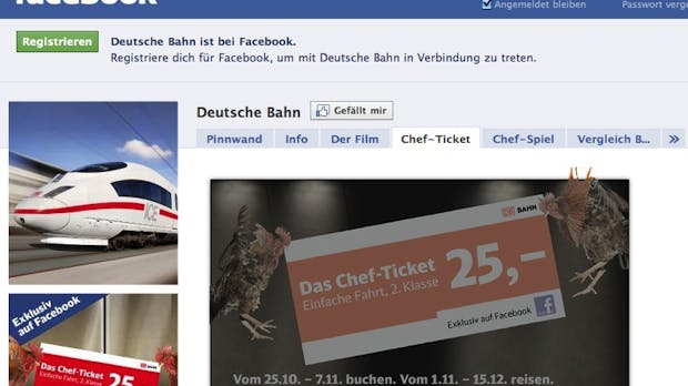Social Media: Heftige Kritik an Facebook-Aktion „Chefticket“ der Deutschen Bahn