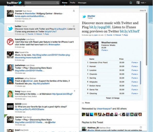 Ping und Twitter vernetzen sich