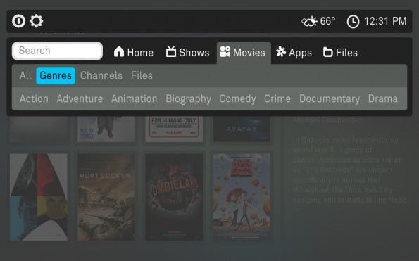 Navigation in der Boxee Box