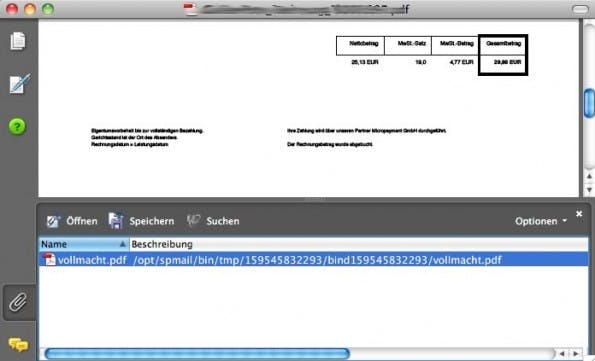 signaturportal.de bettet in jedes signierte Rechnungs-PDF eine Vollmacht als Anhang ein