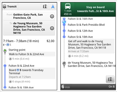 google maps transit navigation