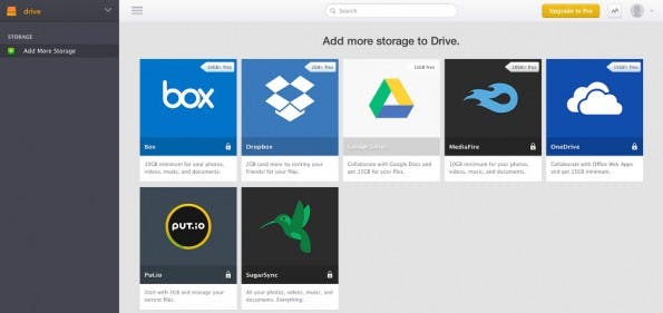 Drive verbindet Dropbox mit anderen Cloud-Speichern. (Screenshot: Drive)