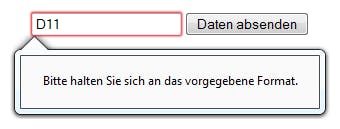 HTML5-Eingabefeld mit Tooltip zu fehlerhafter Eingabe
