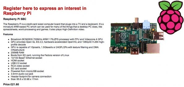 raspberry pi RS-online screenshot raspberry pi