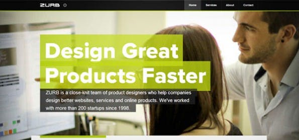 Design-Trend „übergroße Typografie“: Große Buchstaben erzielen Aufmerksamkeit. Sie vermitteln klar und deutlich das Anliegen und Ziel einer Webseite. Die Überschrift im Beispiel von ZURB (www ) vermittelt Kunden mit nur vier Worten eine tiefe Botschaft: „Design great products faster“.