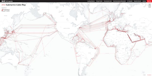 Interaktive Weltkarte aller Internet-Unterseekabel