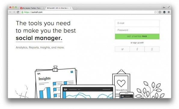 Zu den ausgefeilteren Twitter-Tools zählt unter anderem SumAll. (Screenshot: sumall.com)