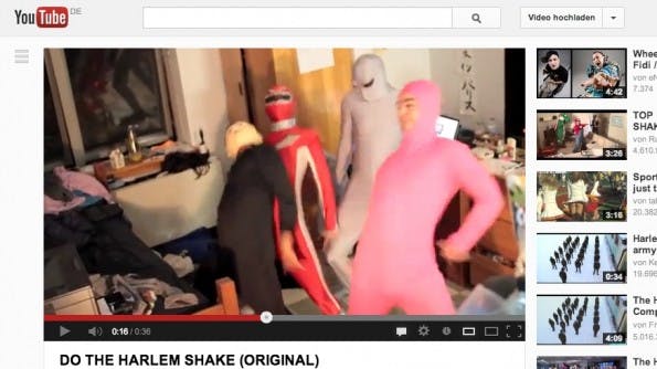 Mit diesem Youtube-Video begann der Trend des „Harlem Shake“.