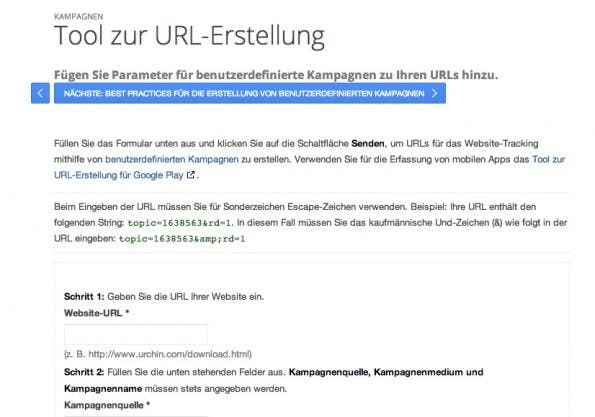 Der URL-Builder von Google.