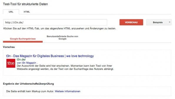 Hier beispielhaft eine (wenig ergiebige) Analyse der t3n-Startseite.