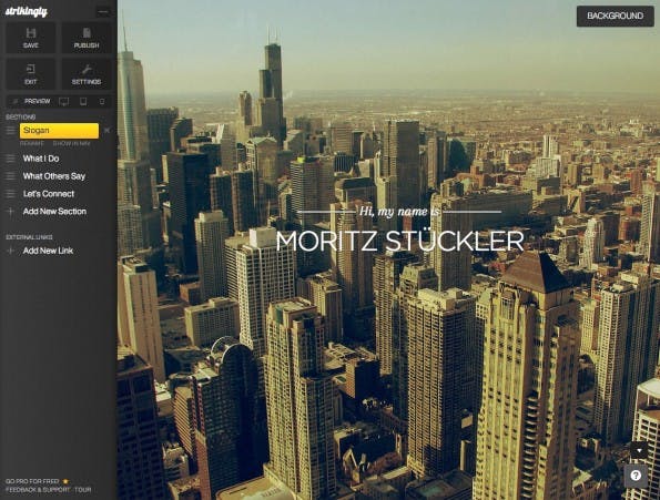 Moritz's Site on Strikingly