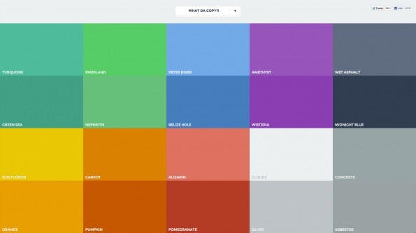 Die Seite FlatUIColors.com bietet einige Beispiel-Farbpaletten für's Flatdesign. (Screenshot: FlatUIColors.com)