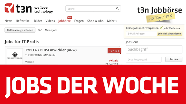 t3n Jobbörse: 48 neue Stellen für Webworker