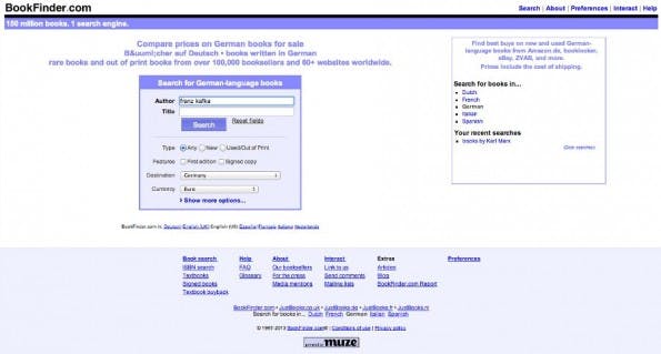 Bookfinder: Die Suchmaschine für Bücherfreunde. (Screenshot: Bookfinder)