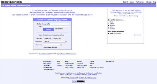 Bookfinder: Die Suchmaschine für Bücherfreunde. (Screenshot: Bookfinder)