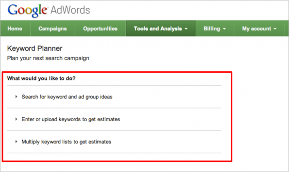 Einblicke in den neuen Keyword-Planner (Screen: Google)