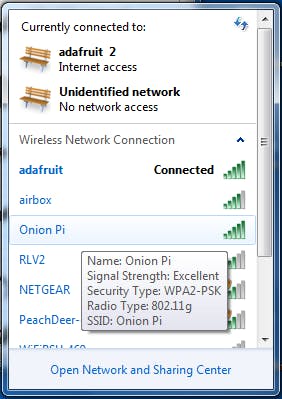 Wenn alles geklappt hat, kann sich jedes WLAN-Gerät mit dem Onion Pi verbinden, und anonymisiert surfen. (Bildquelle: Adafruit.com)