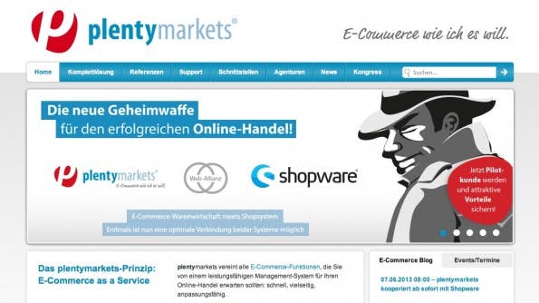 Plentymarkets und Shopware gehen eine Allianz ein. (Screenshot: plentymarkets.eu)
