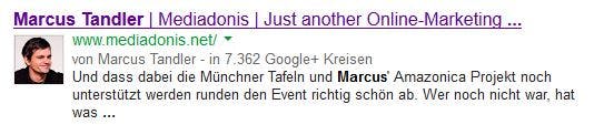 Blickrichtung zum Snippet.