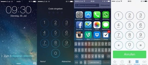 iOS 7 Beta 4: Überarbeitet wurden unter anderem der Lockscreen und das Telefon-App. (Screenshots: iOS 7 Beta 4)