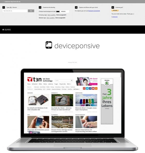 Das Tool #deviceponsive bei der Arbeit.