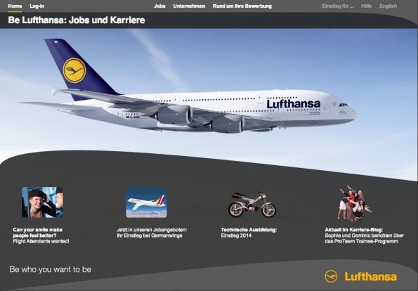 Das Karriere-Portal der Lufhansa. (Screenshot: Lufthansa)