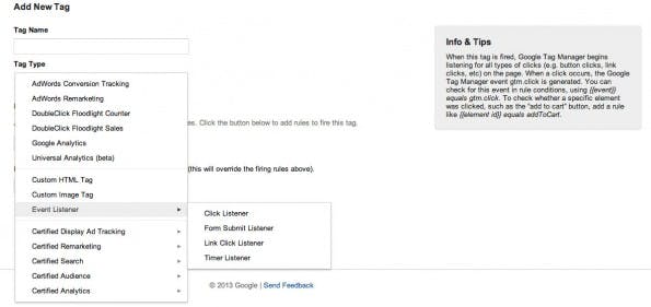 Event-Tracker: Dank Google Tag Manager ohne die Einbindung spezieller Scripts möglich. (Screenshot: Google Tag Manager)