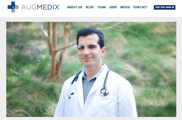 Augmedix vereint Software und „Wearable Devices“ . Das Startup entwickelt eine App für Google Glass, die Ärzten bei der Behandlung helfen soll. (Screenshot: Augmedix)
