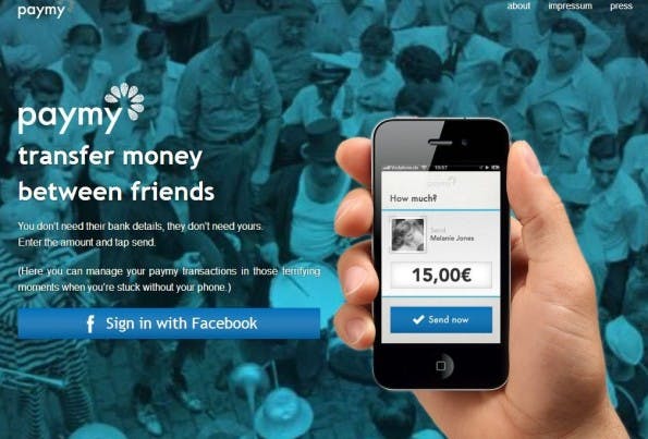 Das deutsche Start-Up paymy will Geldtransfers ebenfalls stark vereinfachen. (Screenshot: paymy)